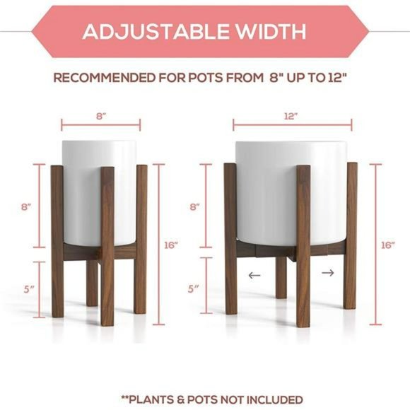 Mid Century Plant Stand - Solid Wood Stand Handmade with Acacia - Sizes 8 to 12" - Picture 6 of 6